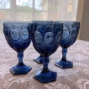 Vintage Fostoria Moonstone Large Blue Wine Goblets